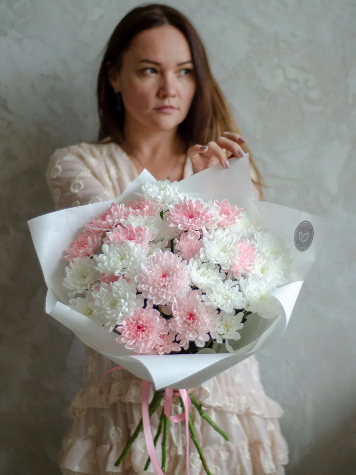 Зефирные хризантемы в персиковом оттенке